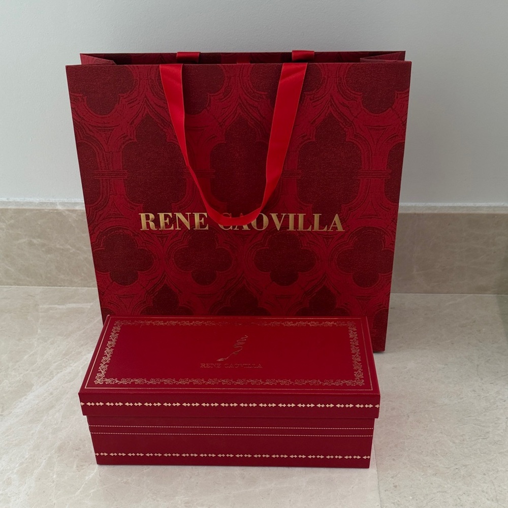 Authentic Rene Caovilla Red Gift Bag and Box